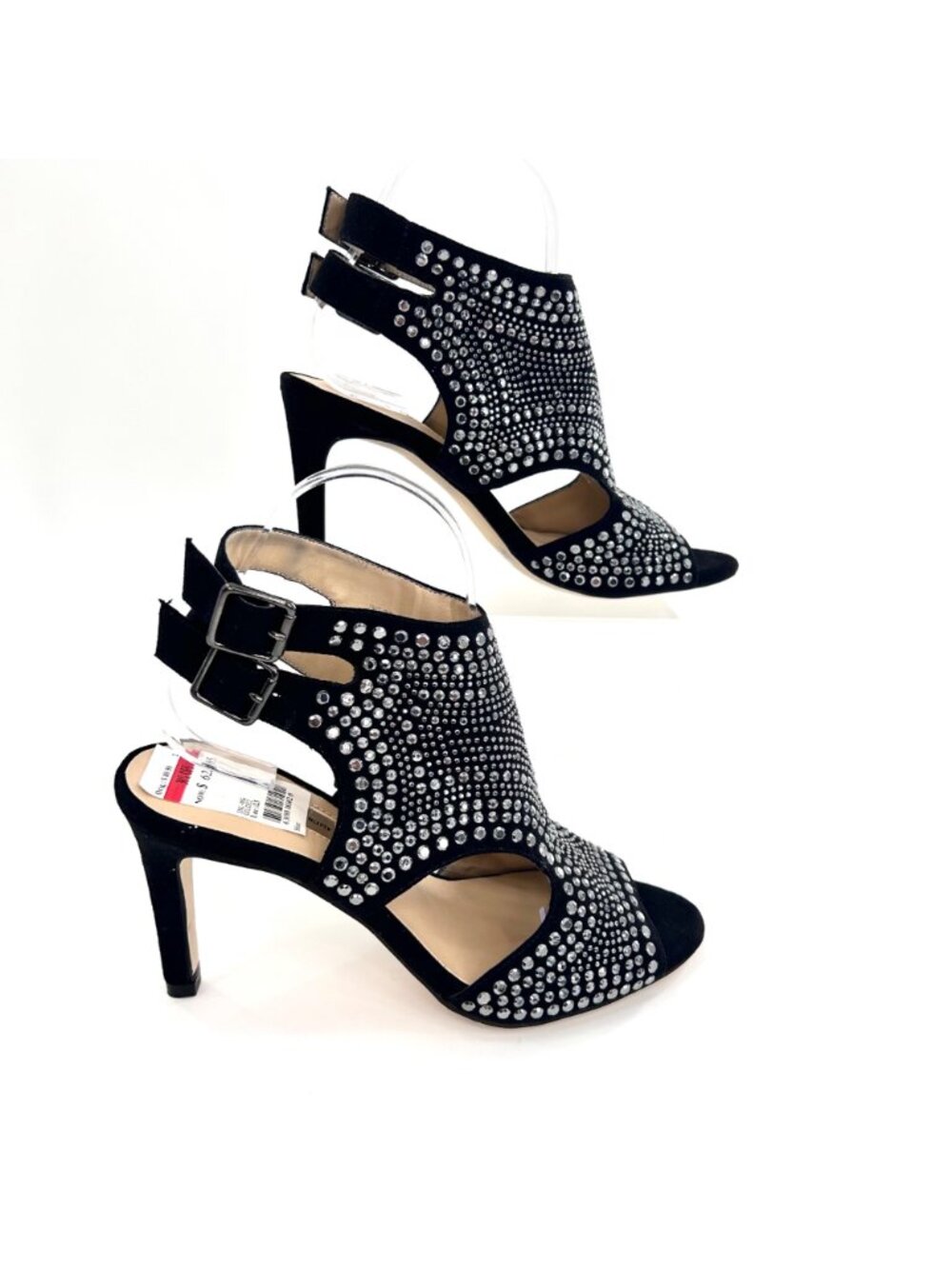 NWT INC INTERNATIONAL CONCEPTS GOLDEEZ SILVER RHINESTONE STUD HEELS - 7M - Picture 2 of 10